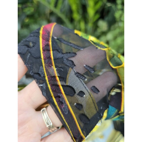 Citron Santa Monica Butterfly Floral Button Front Blouse Silk Rayon Large L - Picture 12 of 12